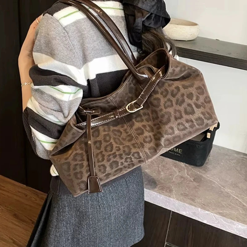 Women’s PU Leather Leopard Print Shoulder Bag
