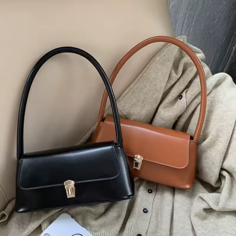 Women’s PU Leather Shoulder Bag with Flap Closure