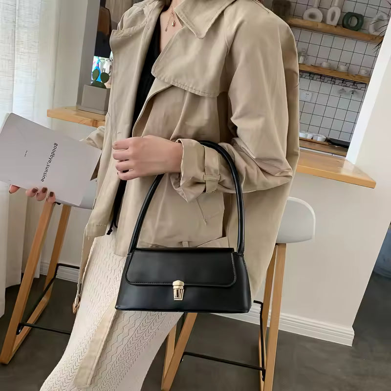 Women’s PU Leather Shoulder Bag with Flap Closure