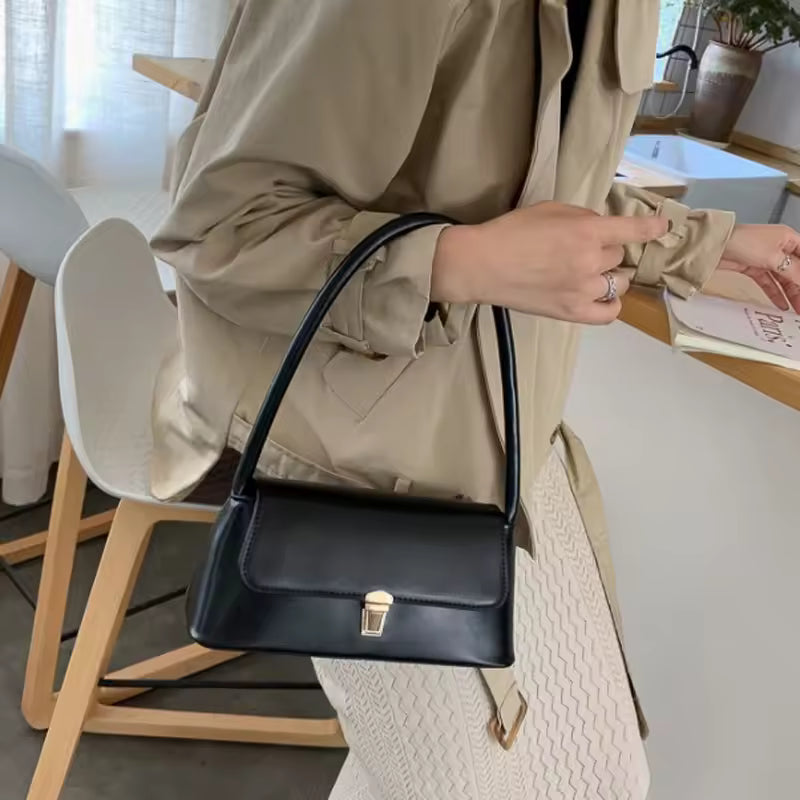Women’s PU Leather Shoulder Bag with Flap Closure