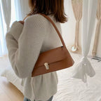 Women’s PU Leather Shoulder Bag with Flap Closure
