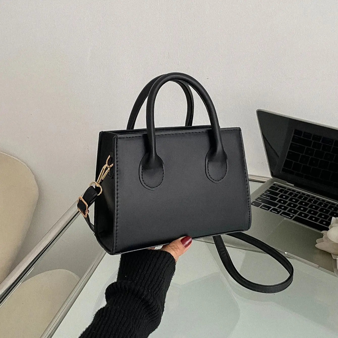 Women’s PU Leather Travel Shoulder Bag with Top Handles