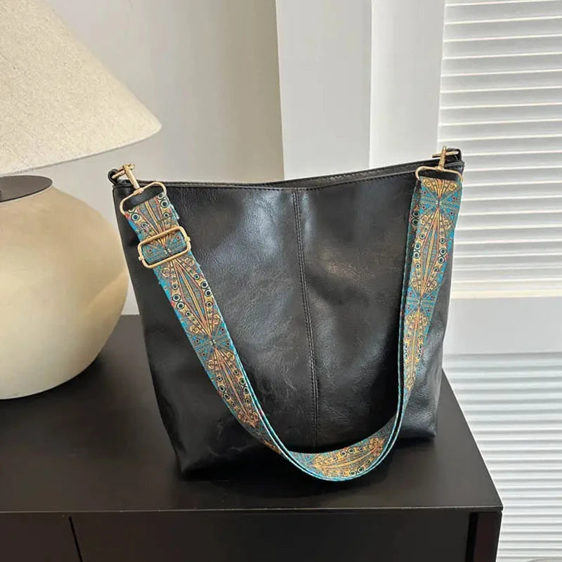 Women’s PU Leather Vintage Shoulder Tote Bag