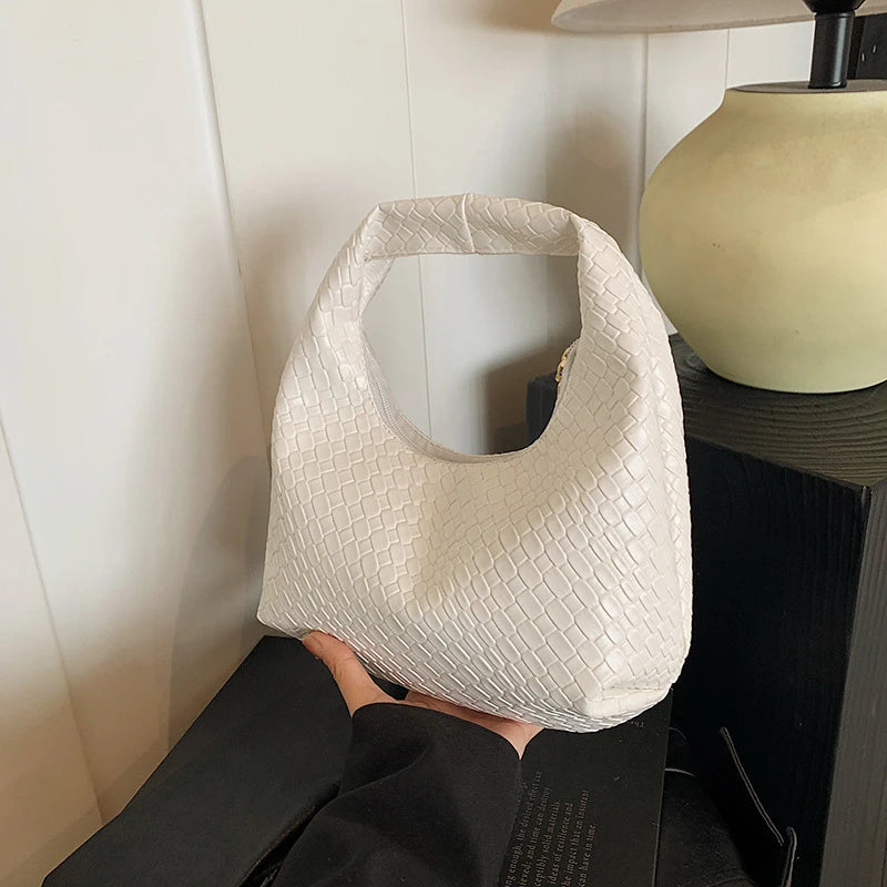 Women’s PU Leather Woven Small Hobo Handbag