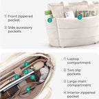 Women’s Quilted Large School Tote Bag with Multi Pocket