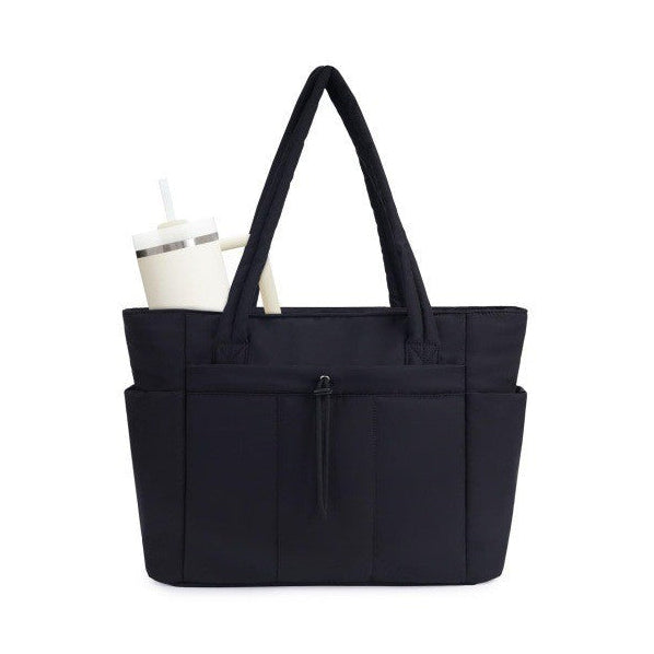 Women’s Quilted Tote Bag with Multi Pocket Design
