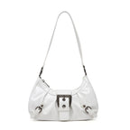 Women’s Retro Pleated Hobo Shoulder Bag with Buckle Detail
