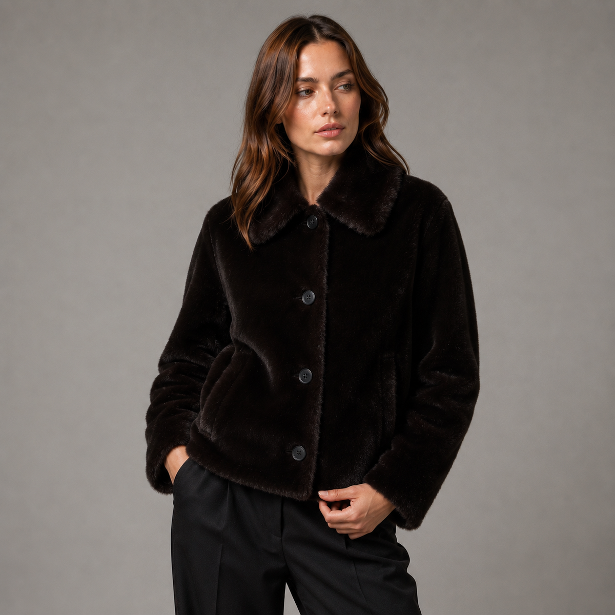 Women’s Reversible Winter PU Leather Jacket with Faux Fur