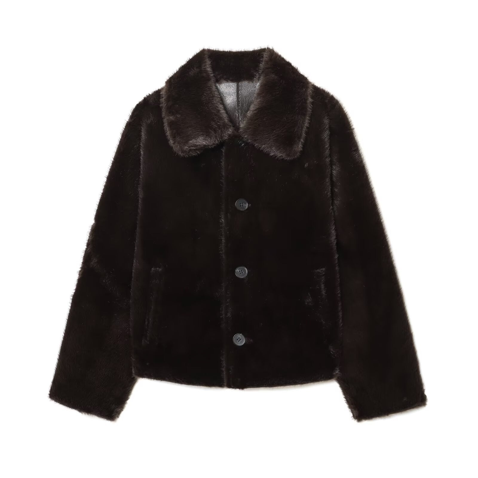Women’s Reversible Winter PU Leather Jacket with Faux Fur