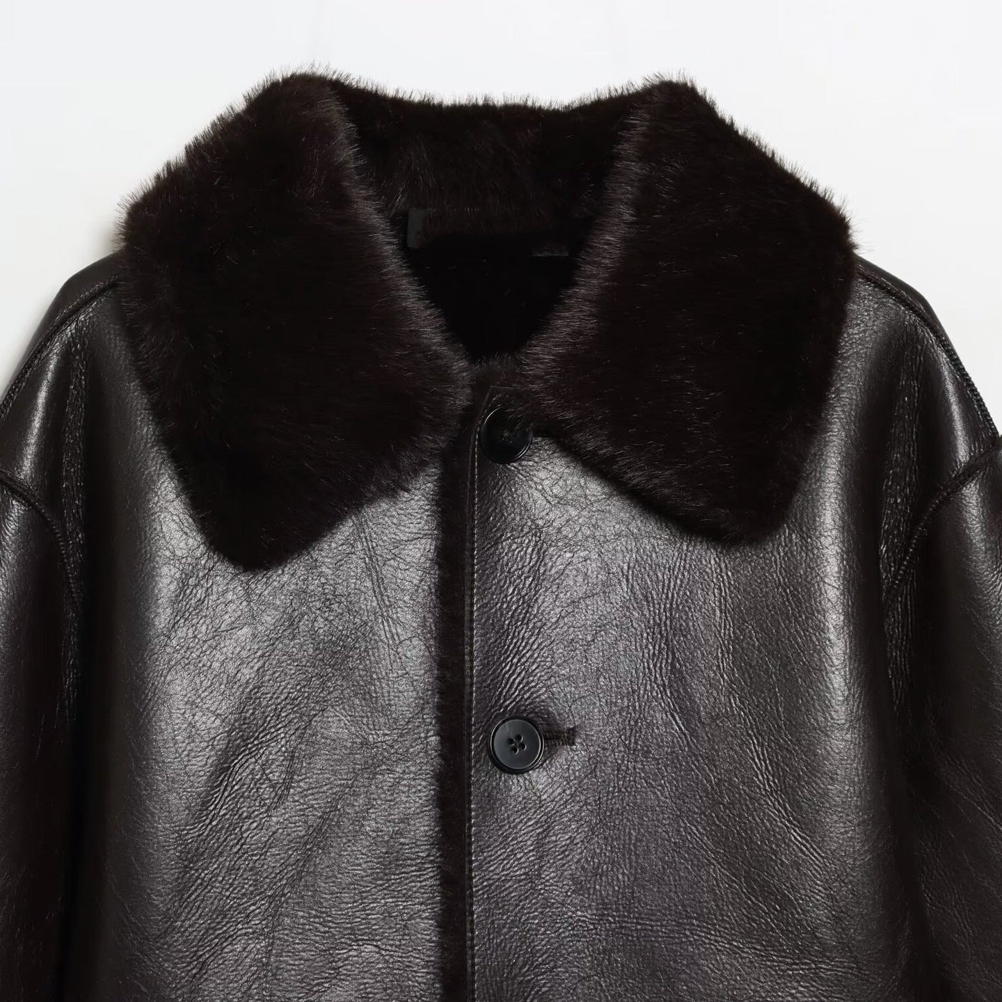 Women’s Reversible Winter PU Leather Jacket with Faux Fur