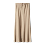 Women’s Satin Maxi Skirt with Drawstring Waist