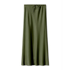 Women’s Satin Maxi Skirt with Drawstring Waist