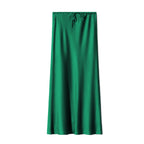 Women’s Satin Maxi Skirt with Drawstring Waist