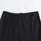 Women’s Satin Maxi Skirt with Waist Bow