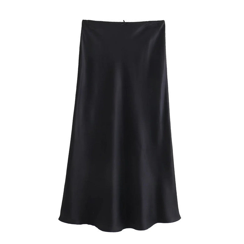 Women’s Satin Maxi Skirt with Waist Bow