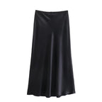 Women’s Satin Maxi Skirt with Waist Bow