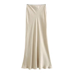 Women’s Satin Maxi Skirt with Waist Bow
