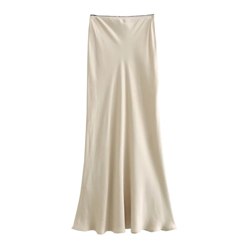 Women’s Satin Maxi Skirt with Waist Bow