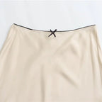 Women’s Satin Maxi Skirt with Waist Bow
