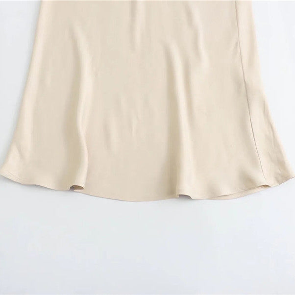 Women’s Satin Maxi Skirt with Waist Bow