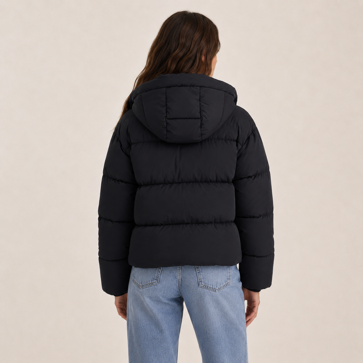Women’s Short Winter Puffer Jacket with Removable Hood