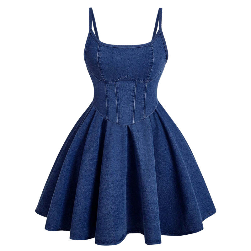 Women’s Sleeveless Denim Corset Mini Dress