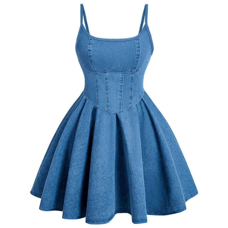 Women’s Sleeveless Denim Corset Mini Dress