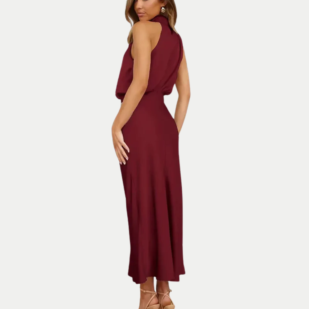 Women’s Sleeveless Halter Neck Midi Dress