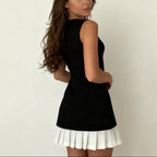 Women’s Sleeveless Mini Dress with Pleated Hem