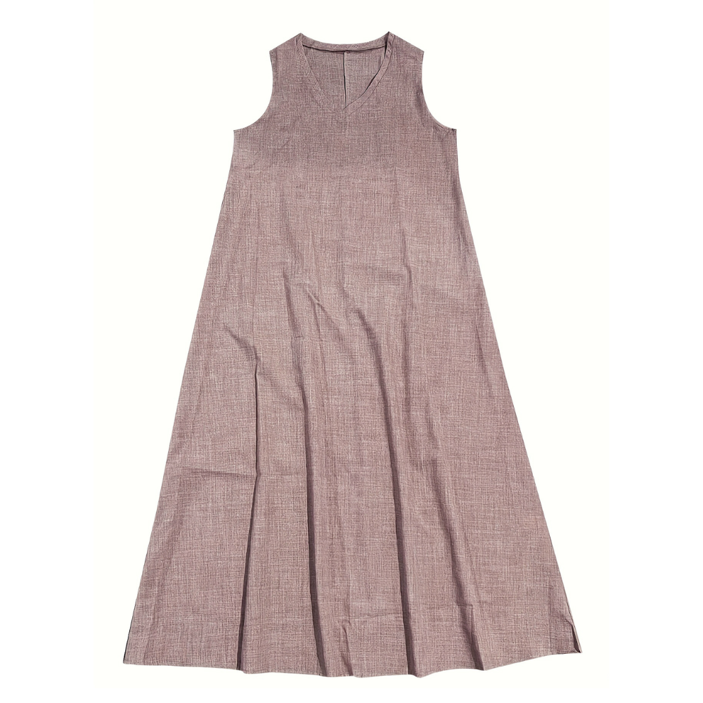 Women’s Sleeveless Summer Midi Dress with V-Neck