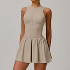 Women’s Sleeveless Tennis Dress with Built-In Shorts and Pocket