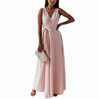 Women’s Sleeveless Wrap V-Neck Maxi Wedding Guest Dress