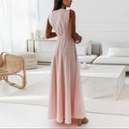 Women’s Sleeveless Wrap V-Neck Maxi Wedding Guest Dress