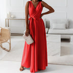 Women’s Sleeveless Wrap V-Neck Maxi Wedding Guest Dress