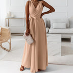 Women’s Sleeveless Wrap V-Neck Maxi Wedding Guest Dress