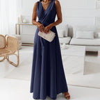 Women’s Sleeveless Wrap V-Neck Maxi Wedding Guest Dress