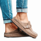 Women’s Slip-On Flat Sandals with Buckle Detail