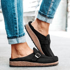 Women’s Slip-On Flat Sandals with Buckle Detail
