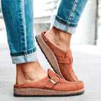 Women’s Slip-On Flat Sandals with Buckle Detail