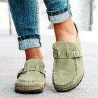 Women’s Slip-On Flat Sandals with Buckle Detail