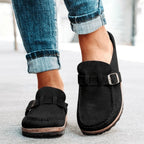 Women’s Slip-On Flat Sandals with Buckle Detail