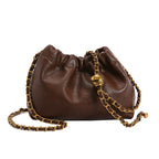 Women’s Small Pleated Hobo Shoulder Bag with Chain Strap