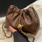 Women’s Small Pleated Hobo Shoulder Bag with Chain Strap