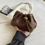 Women’s Small Pleated Hobo Shoulder Bag with Chain Strap