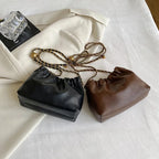 Women’s Small Pleated Hobo Shoulder Bag with Chain Strap