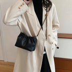 Women’s Small Pleated Hobo Shoulder Bag with Chain Strap