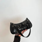 Women’s Small PU Leather Shoulder Bag with Buckle Detail