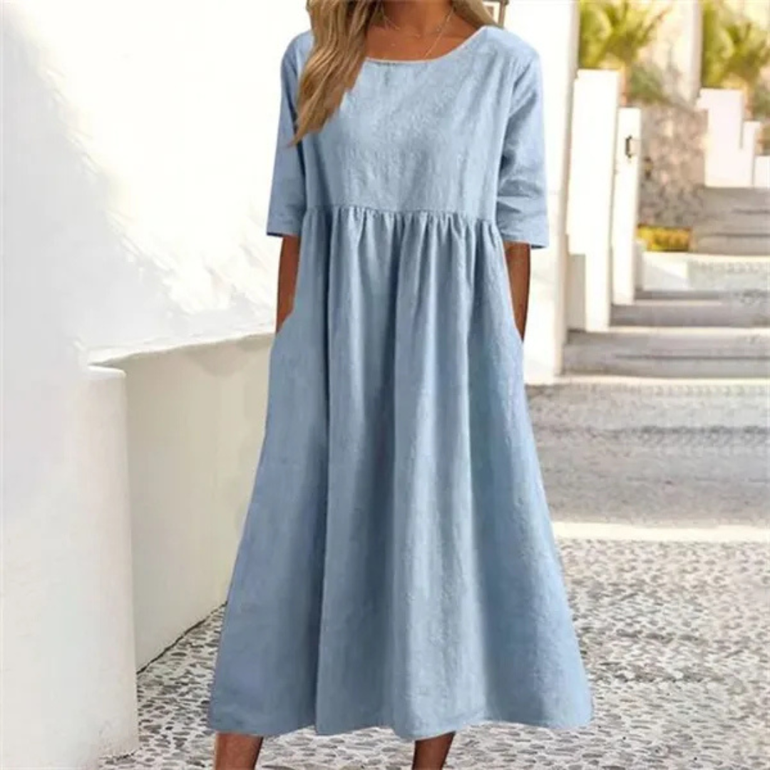 Women’s Smocked Waist Flowy Summer Midi Dress
