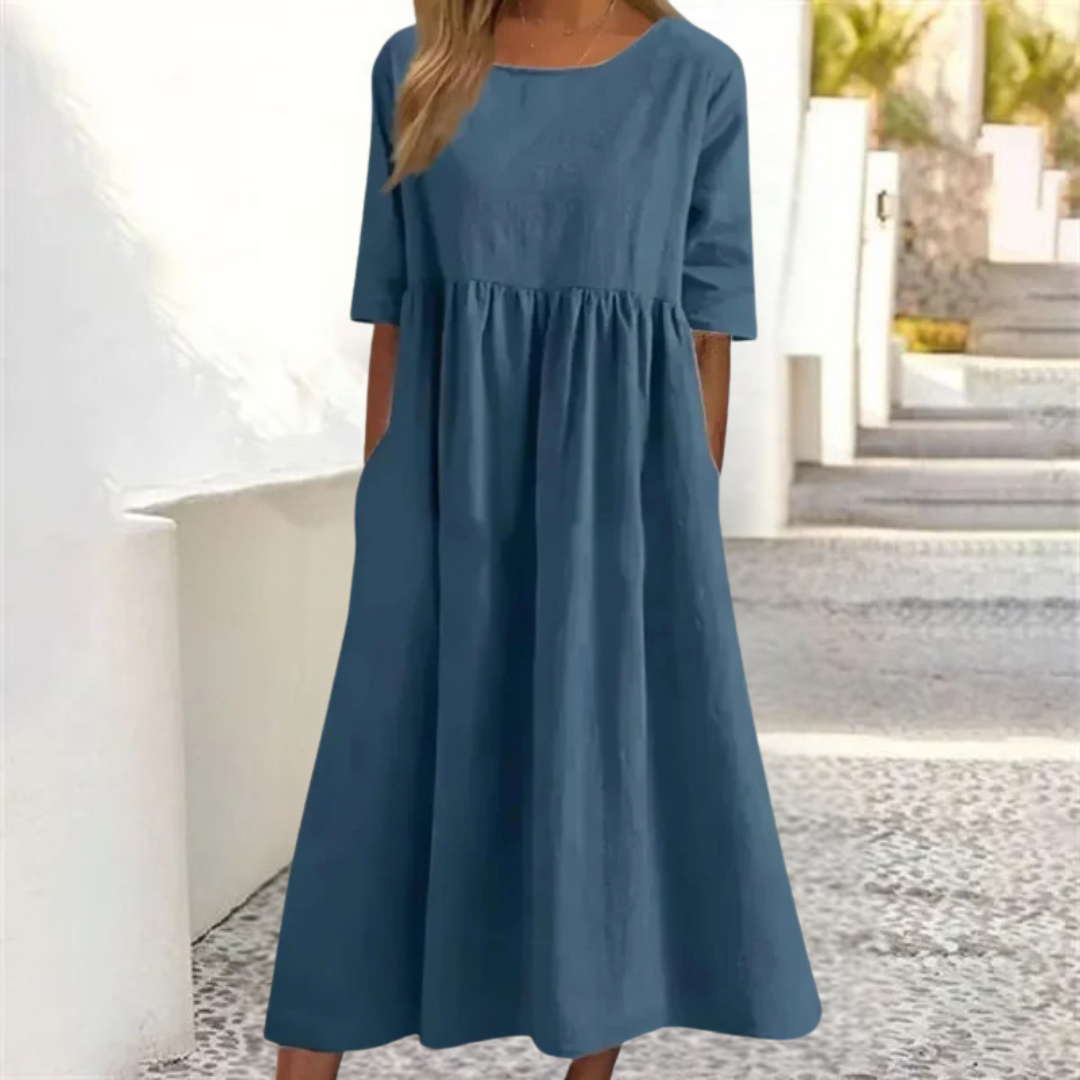 Women’s Smocked Waist Flowy Summer Midi Dress