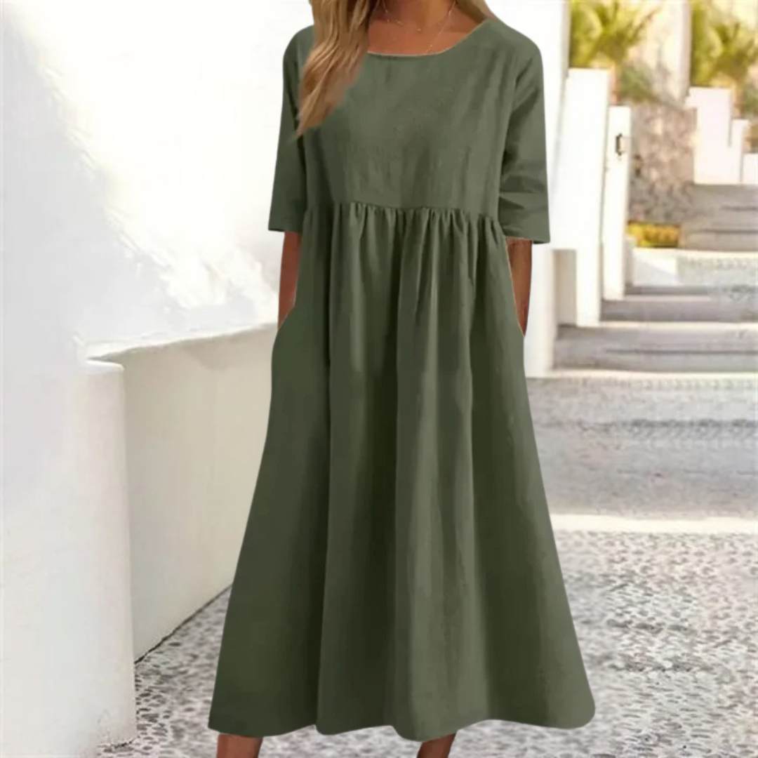 Women’s Smocked Waist Flowy Summer Midi Dress